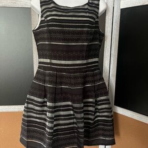 Elegant Black and Gray Striped Dress